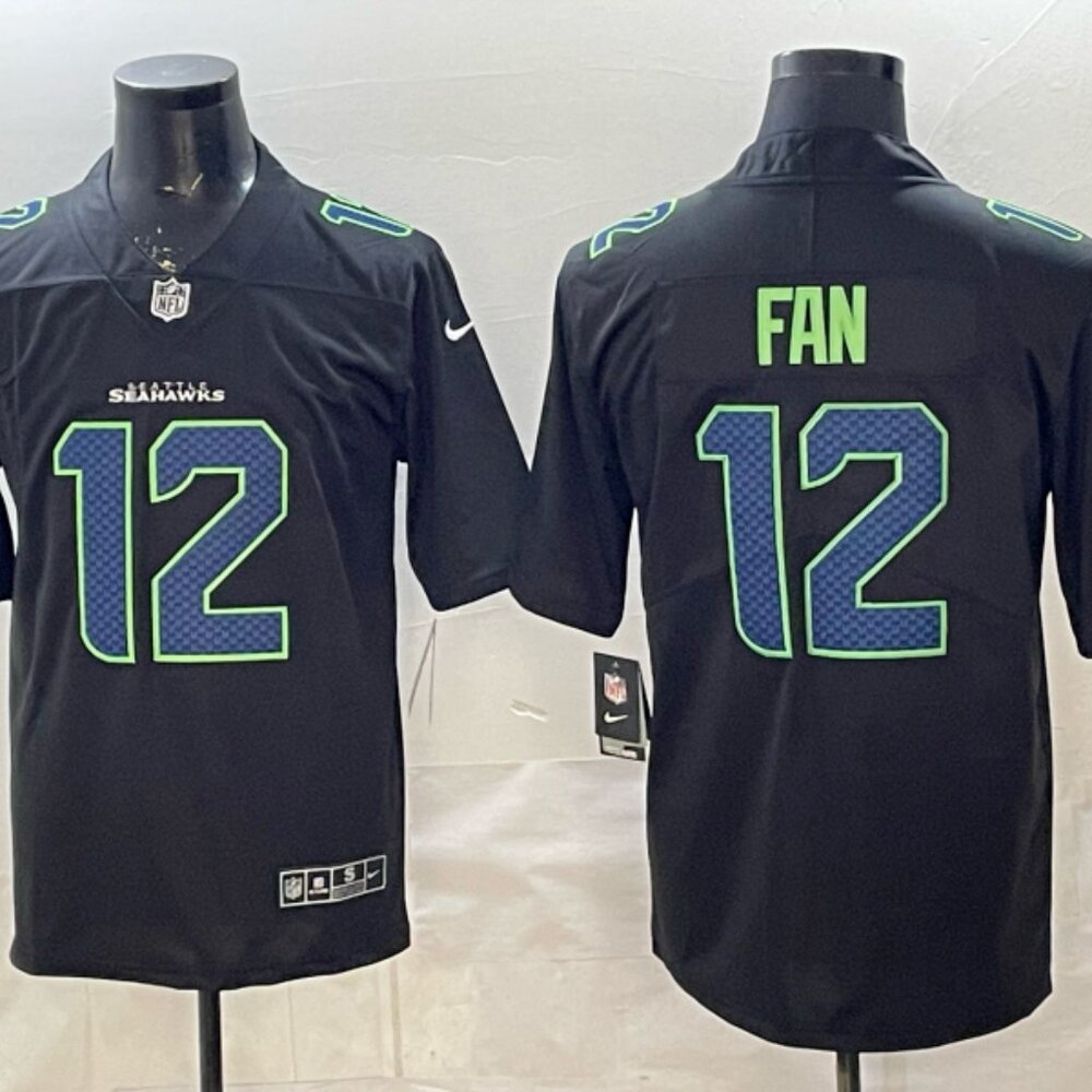 Mens Youth 12s Fan Black Fashion Jersey